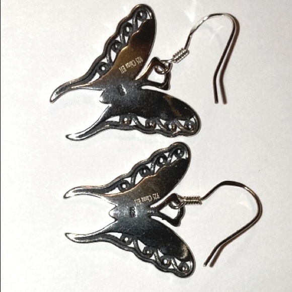 925  Abalone Shell Earrings with chain and pendant. - Picture 4 of 6